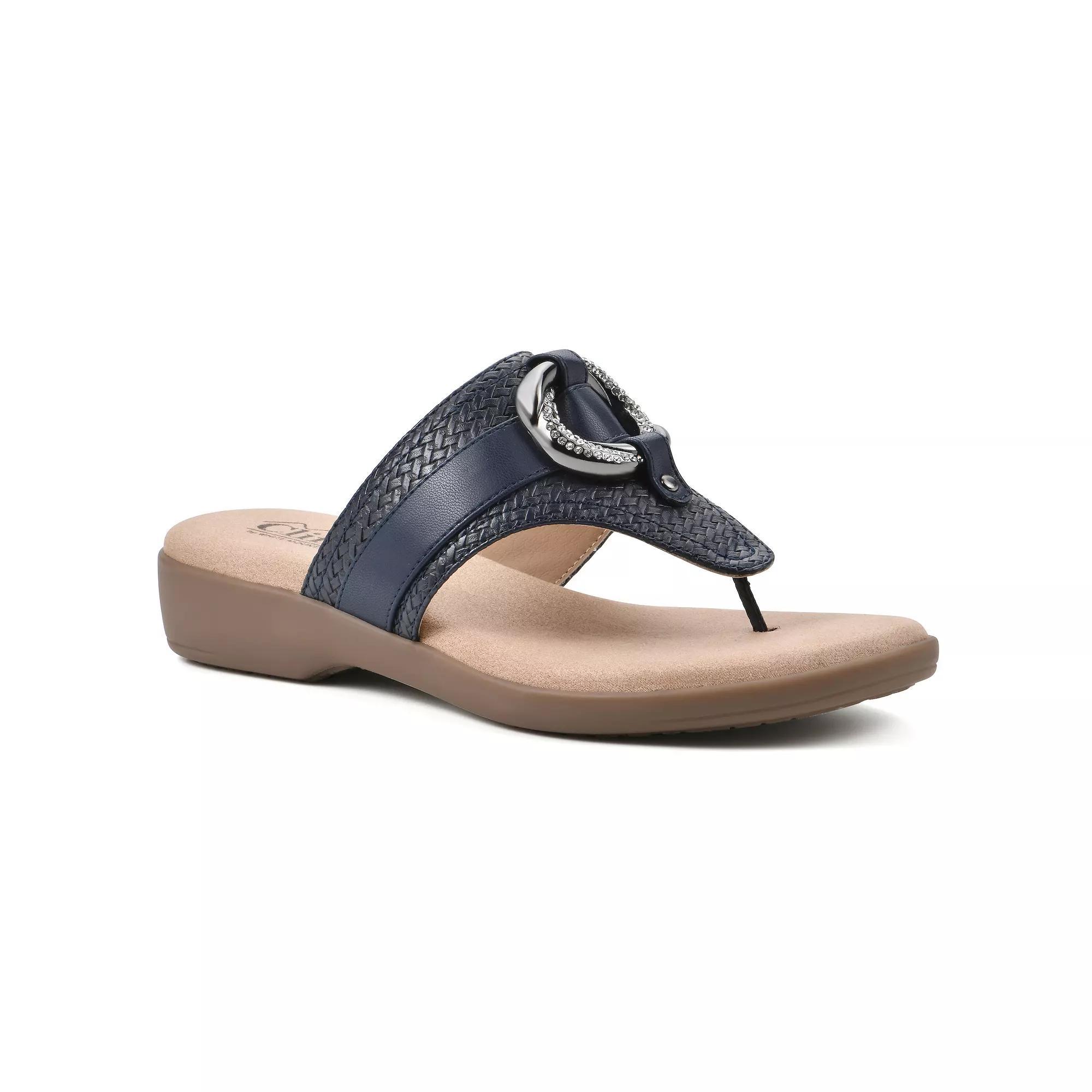 Cliffs by White Mountain Benedict Women's Thong Sandals, Size: 8, Blue Woven Product Image