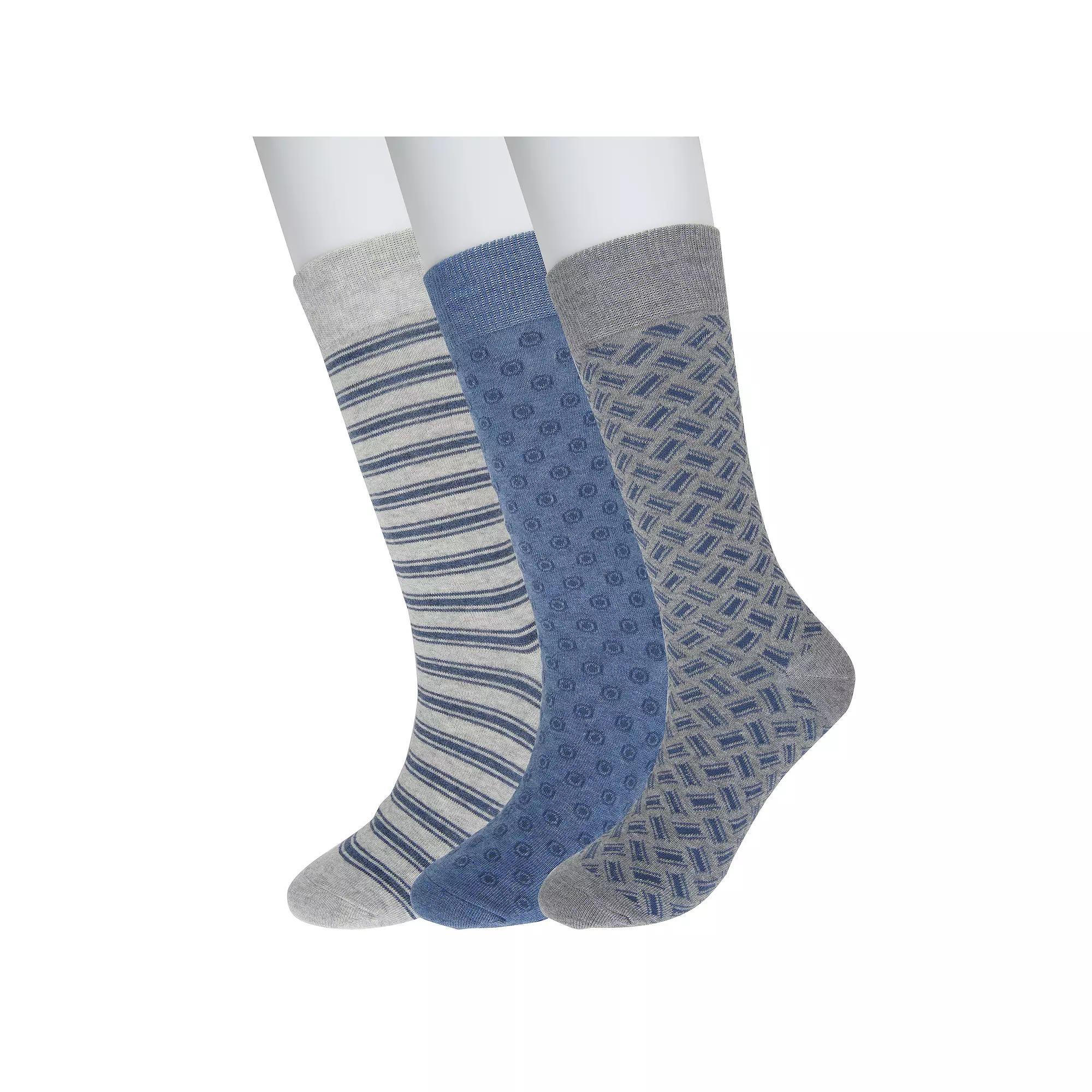Men's Sonoma Goods For Life® 3-pack Patterned Dress Socks, Gray Team Pattern Product Image