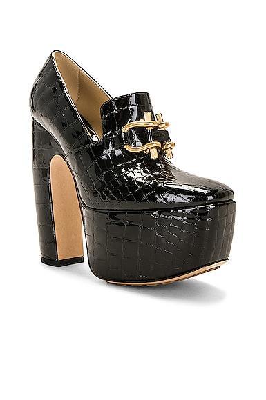 BOTTEGA VENETA Madame 145 Croc-effect Leather Platform Pumps In New Product Image