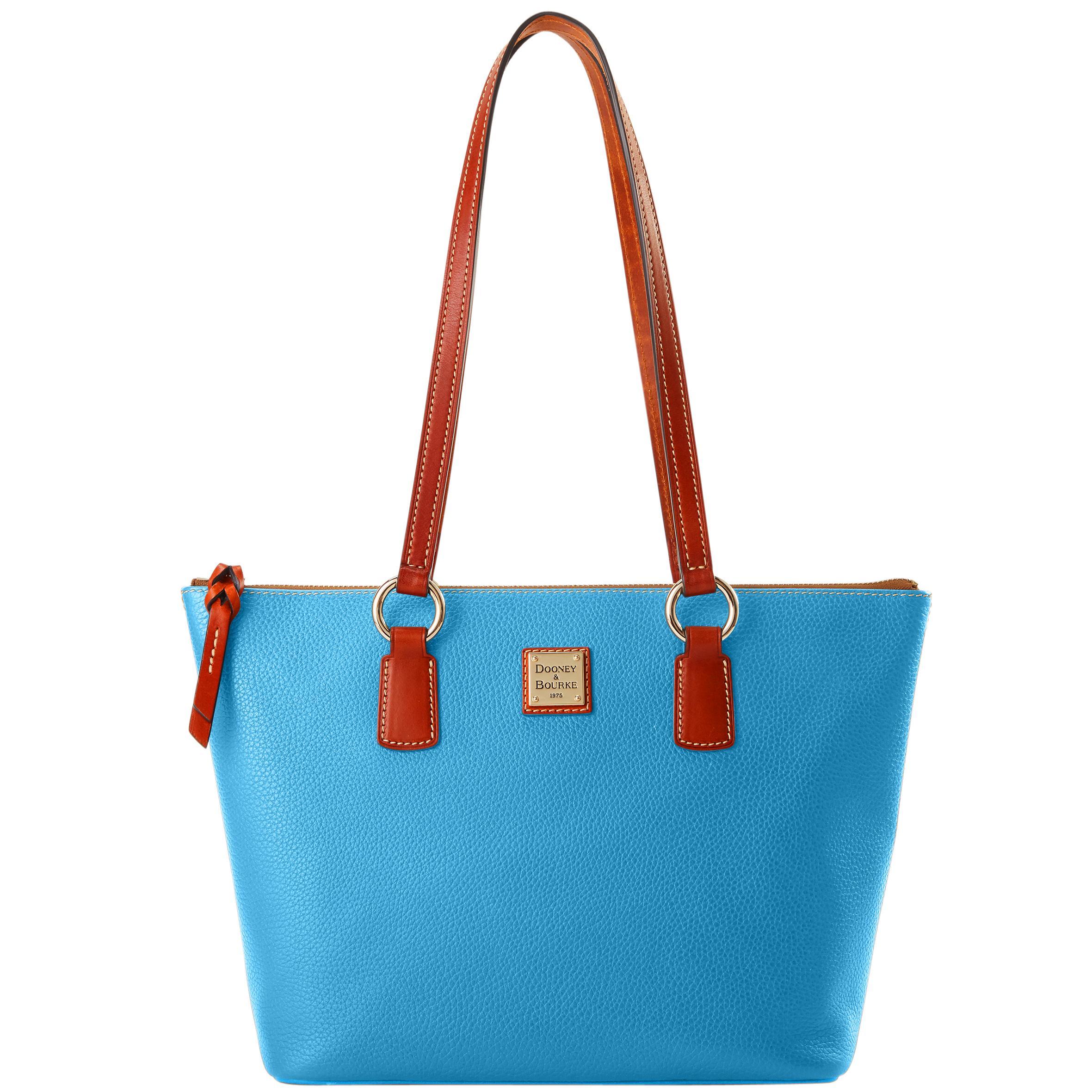 Dooney & Bourke Womens Pebble Grain Small Wren Zip Leather Tote Shopping Bag in Azure Product Image