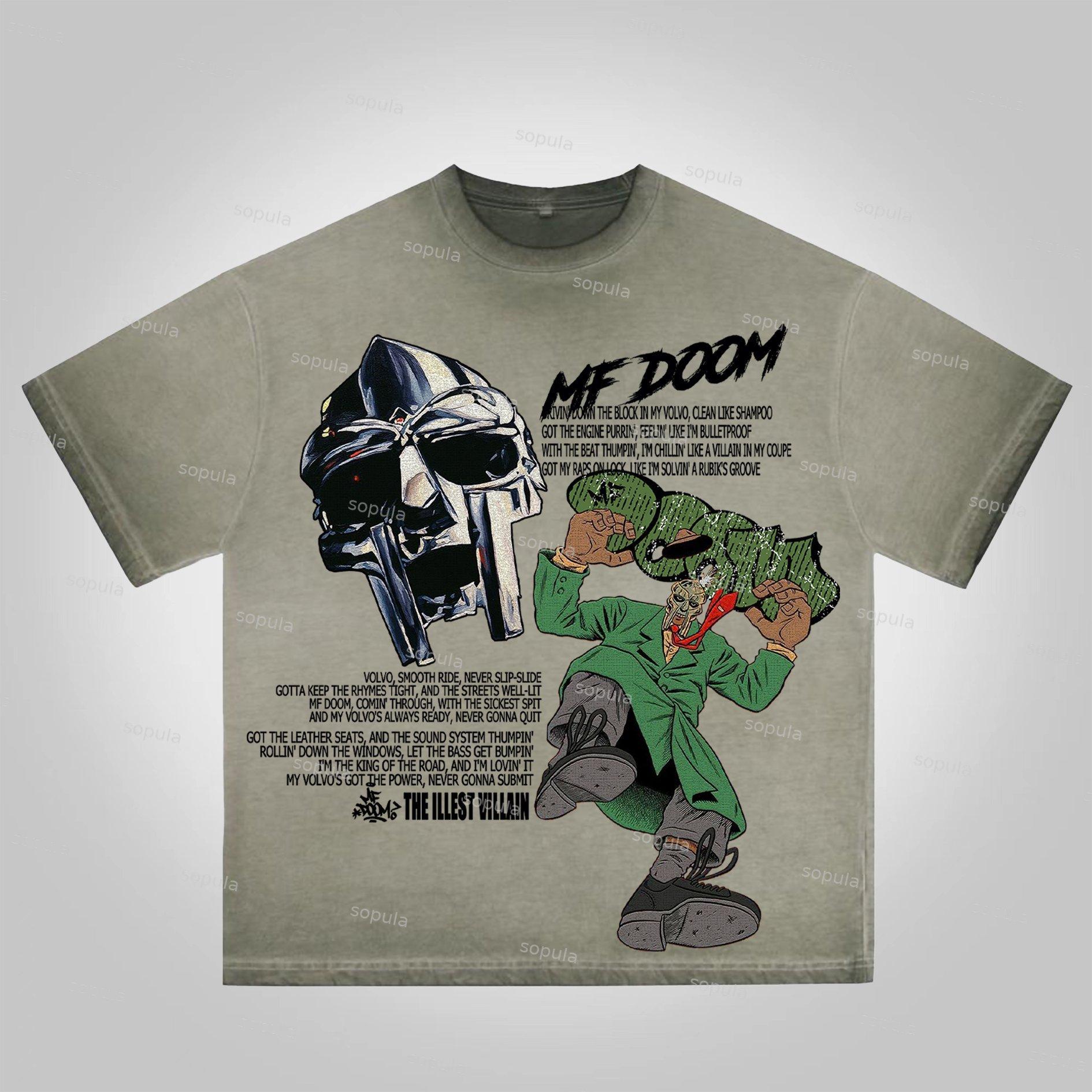 Sopula Vintage The Illest Villain Mf Doom Graphic Print Washed Cotton T-Shirt Product Image