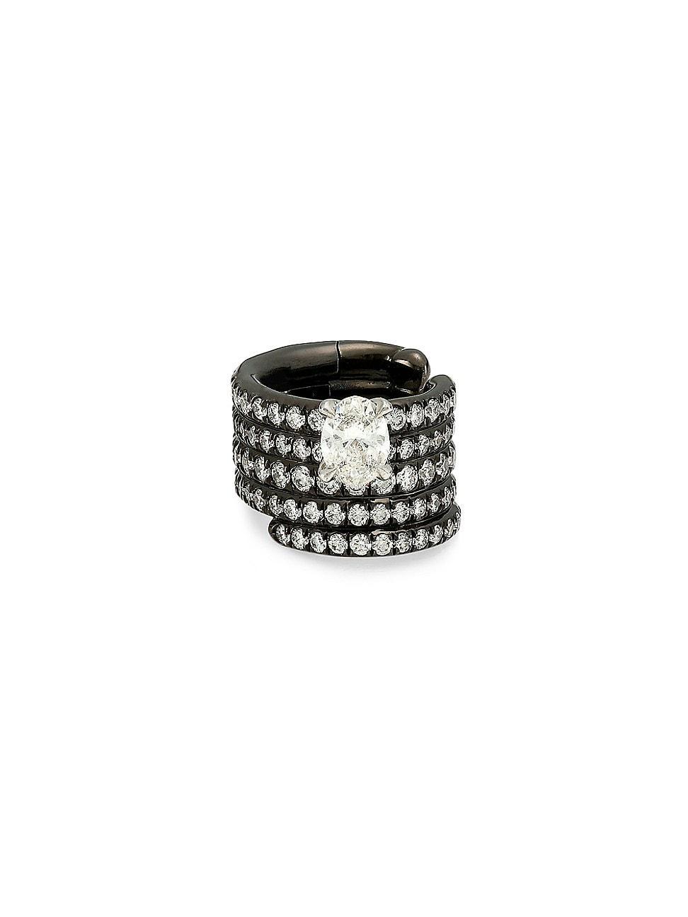 Womens Blast 18K Black Gold & Diamond Pav Stacked Single Ear Cuff Product Image