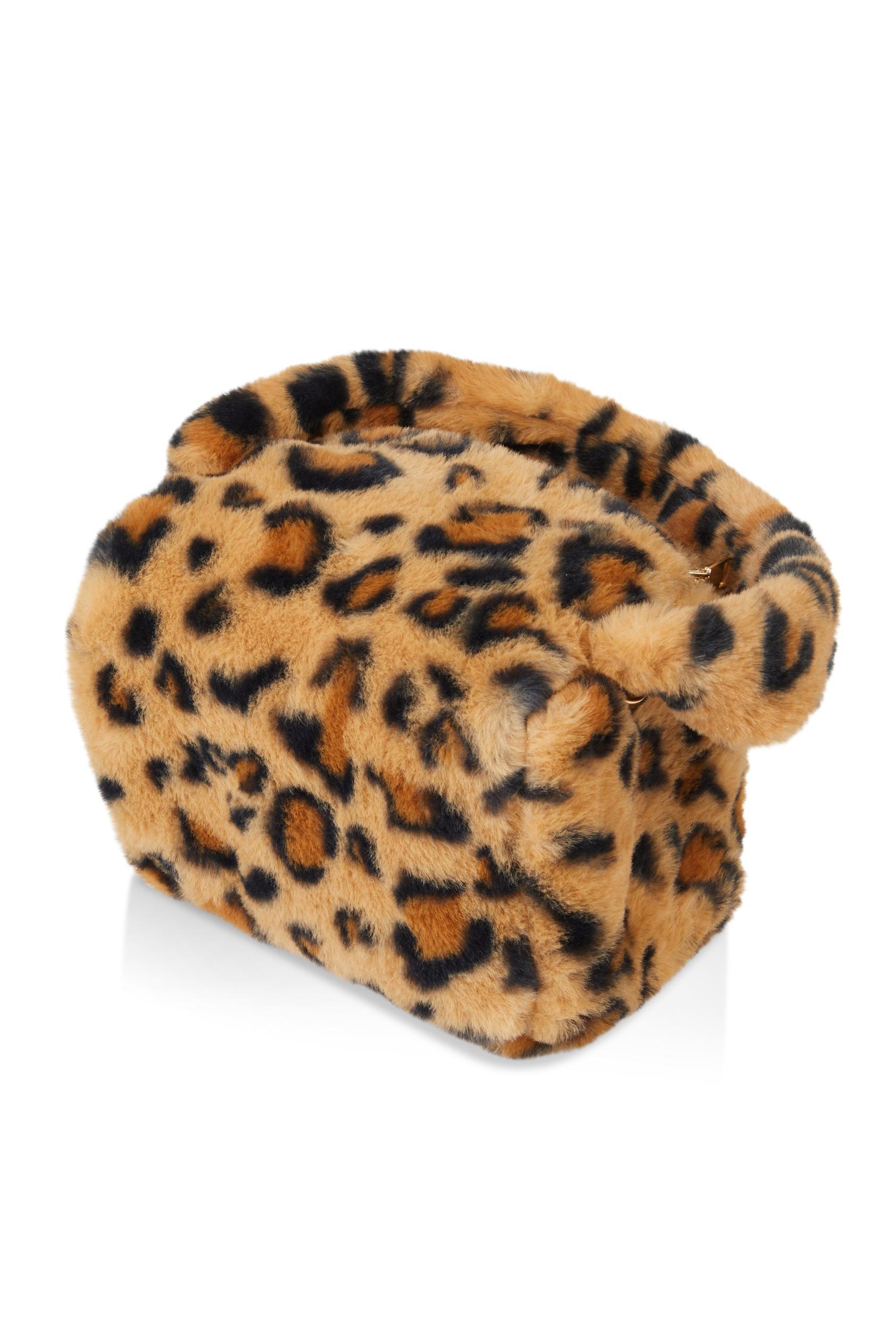 Animal Print Faux Fur Convertible Handbag Female Product Image