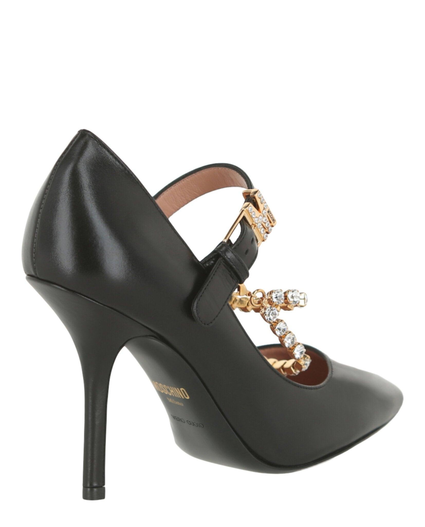 Moschino Rhinestone-Embellished Leather Pumps Product Image