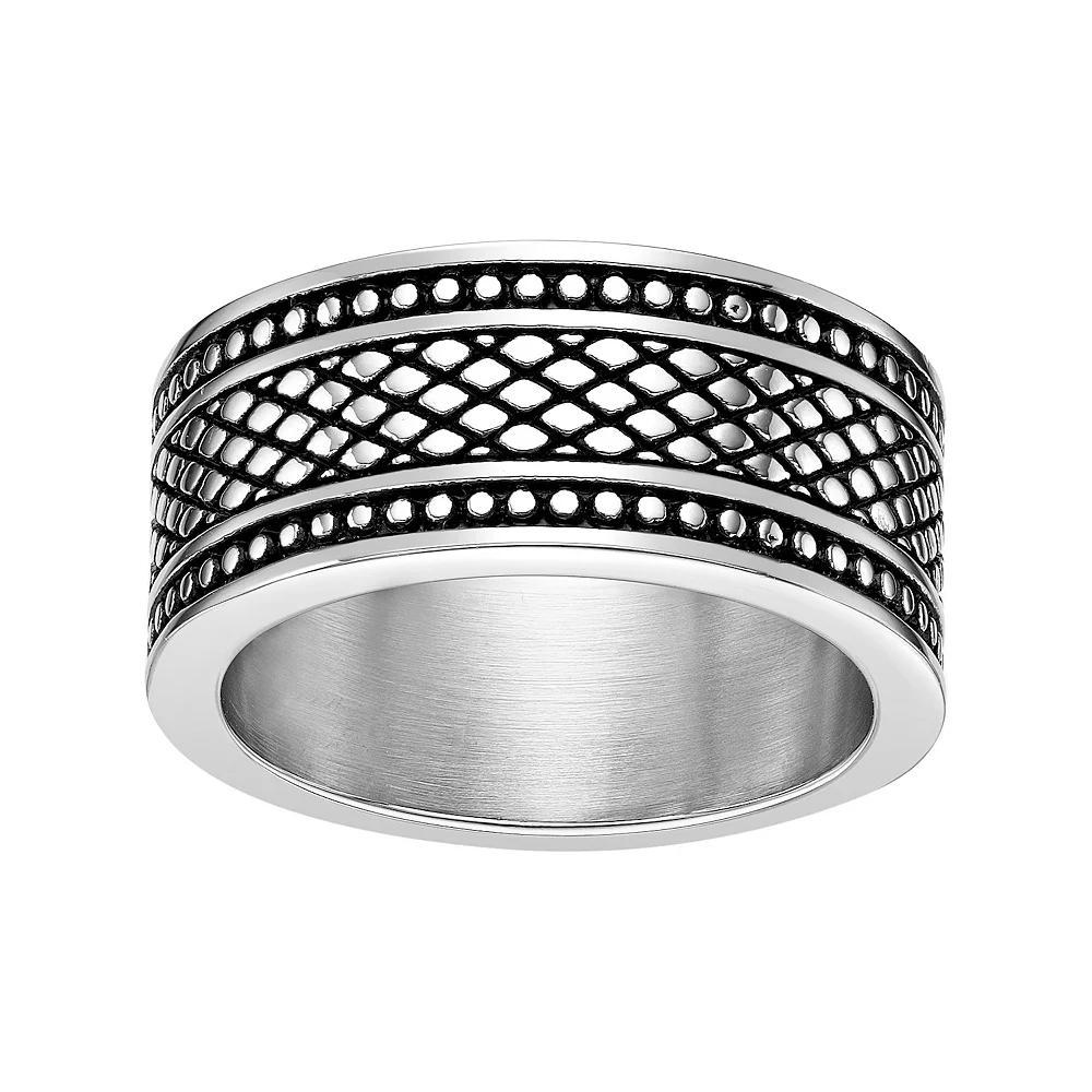 Men's LYNX Stainless Steel Textured Band Ring, Size: 10, Two Tone Product Image