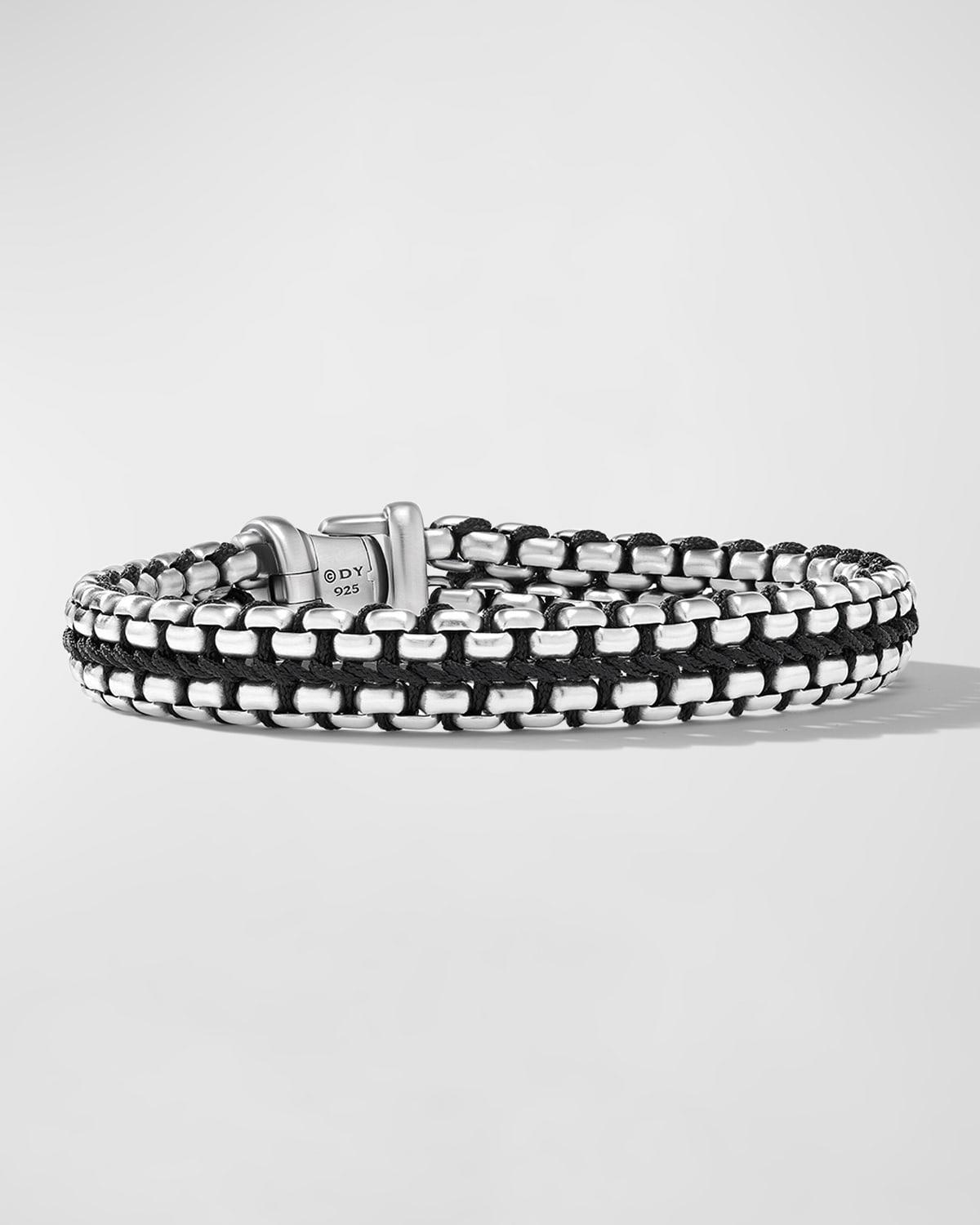 David Yurman Mens Woven Box Chain Bracelet in Sterling Silver with Blue Nylon, 12mm Product Image