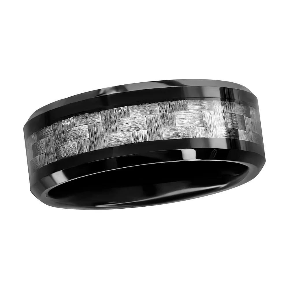 Men's Metallo Tung Black Plated Carbon Fiber Ring, Size: 13, Tungsten Product Image