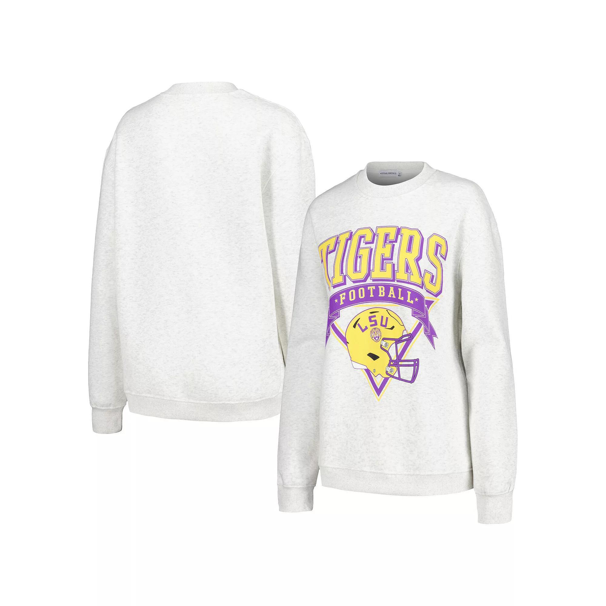Womens Established & Co. Ash LSU Tigers Logo Pullover Sweatshirt Product Image