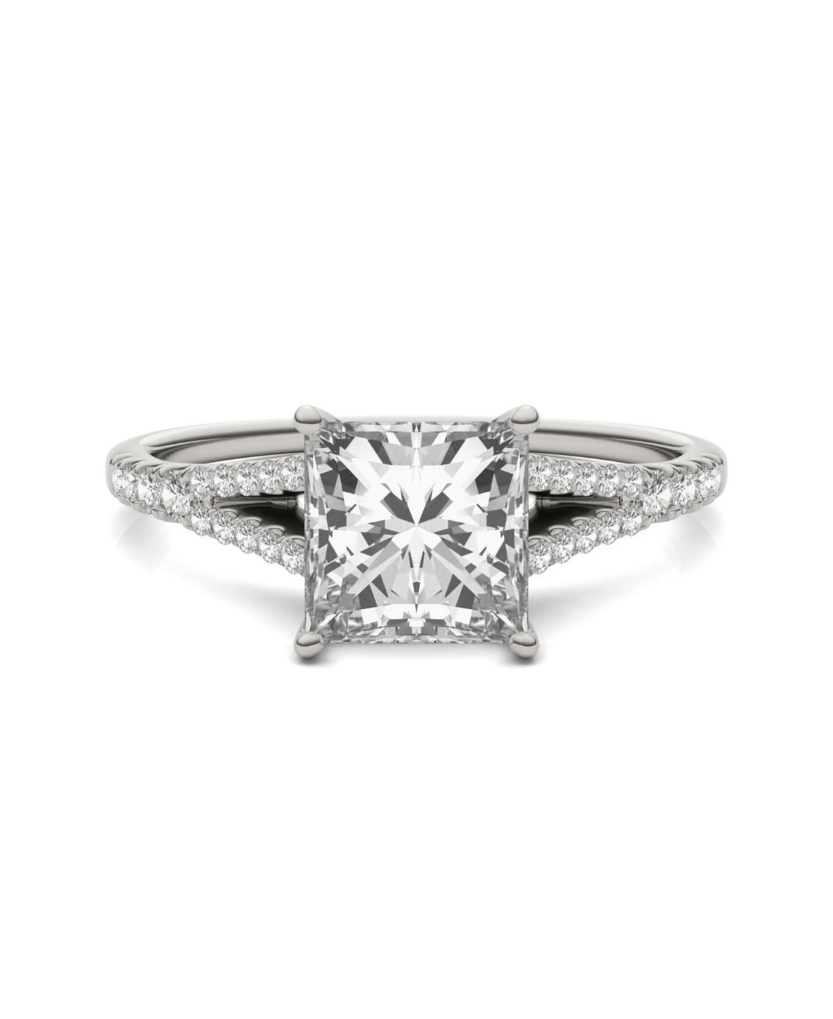 Charles & Colvard 14k White Gold 1 3/4 Carat T.W. Lab-Created Princess Cut Engagement Ring, Women's, Size: 9, 14k Whgold Product Image