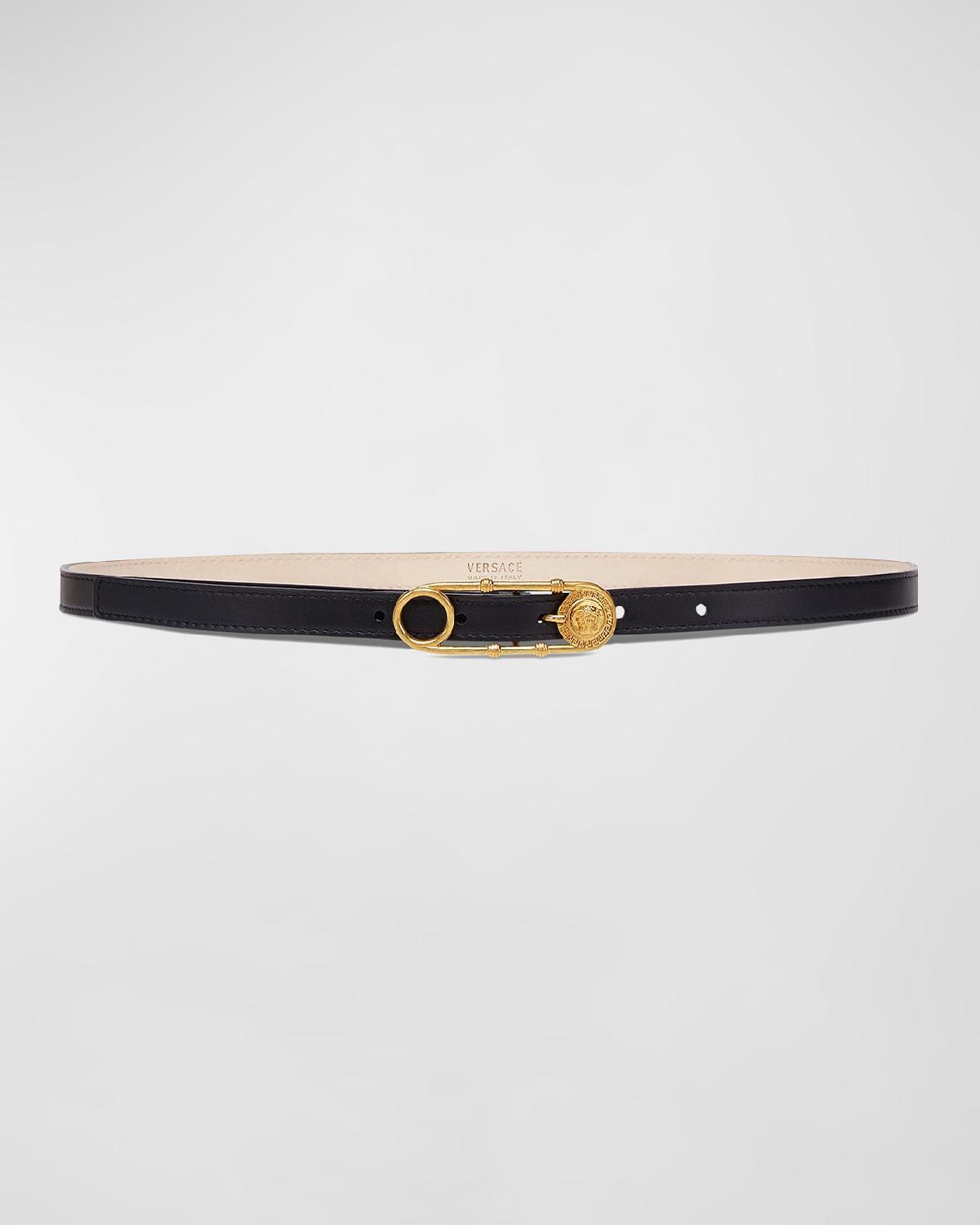 Medusa Safety Pin Leather Belt Product Image