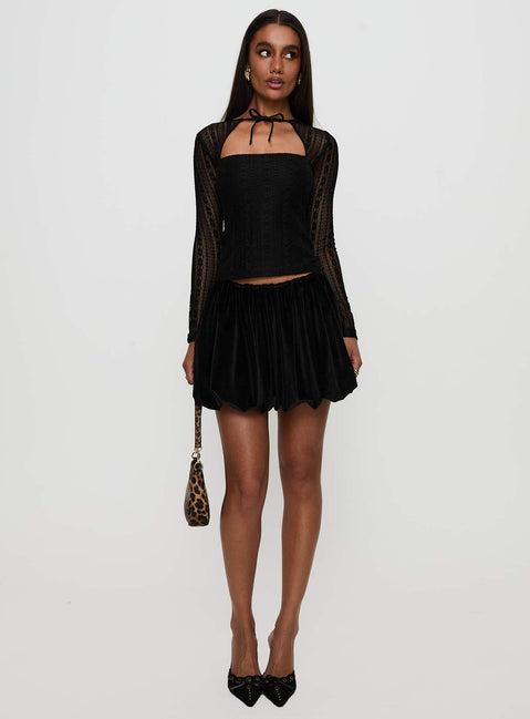 Worth My Time Tie Neck Cut Out Top Black Product Image