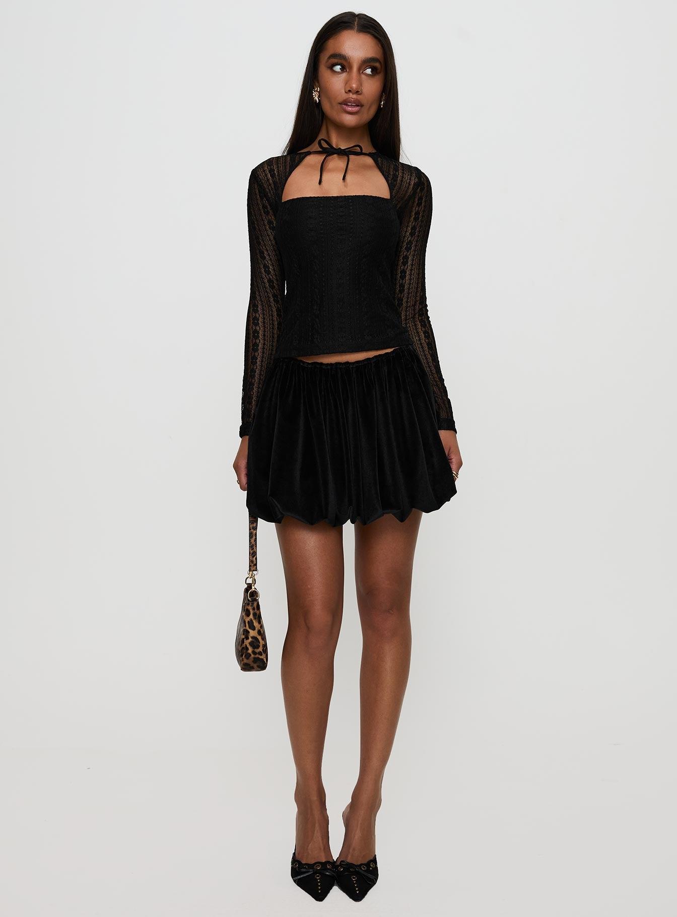 Georgiana Bubble Hem Mini Skirt Black Product Image