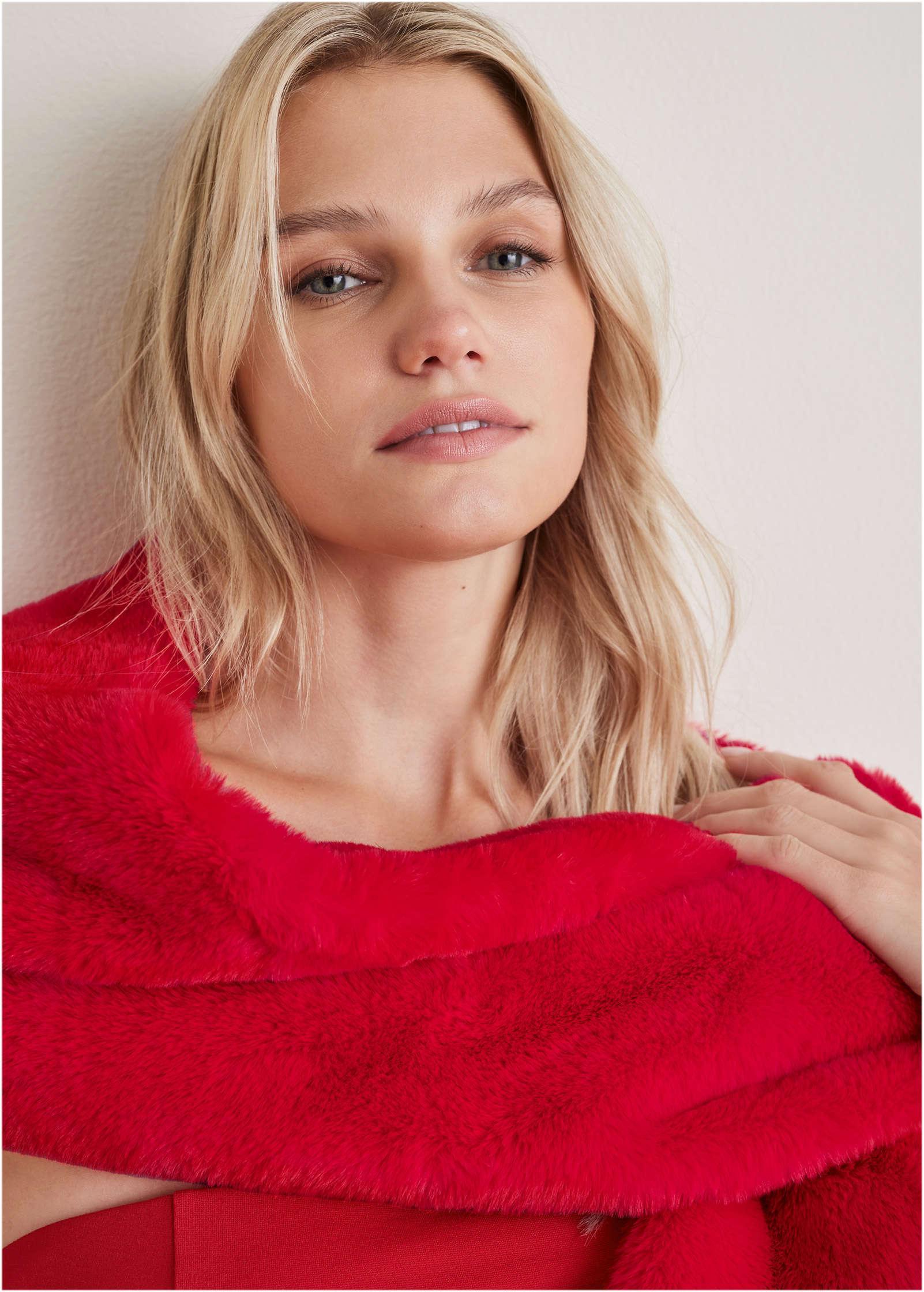 Faux-Fur Wrap - Red Product Image