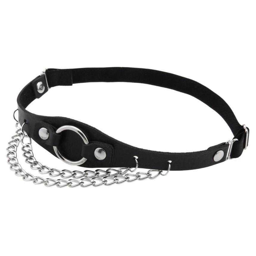 Faux Leather Chained Garter Product Image