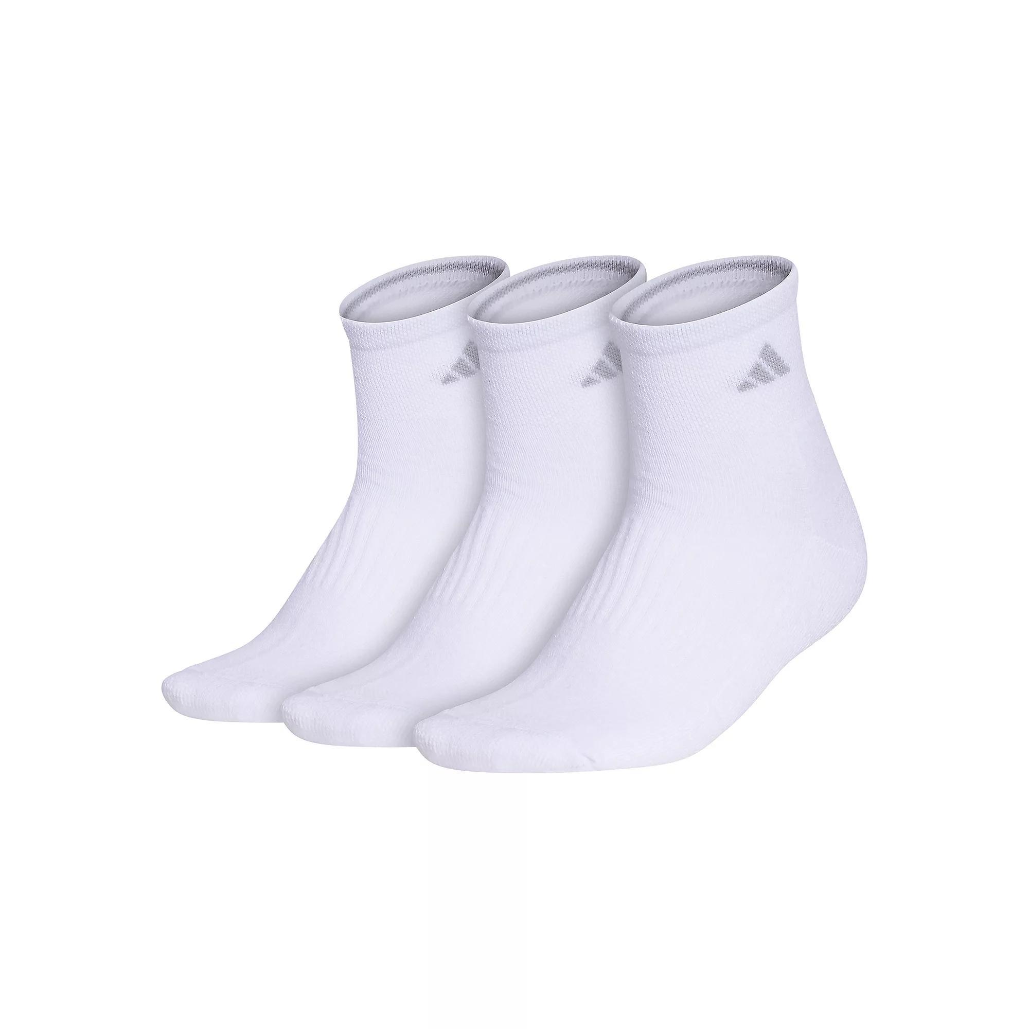 Women's adidas Cushioned 3.0 3-Pack Quarter Socks, Size: 5-10, White Mint Green Pink Product Image