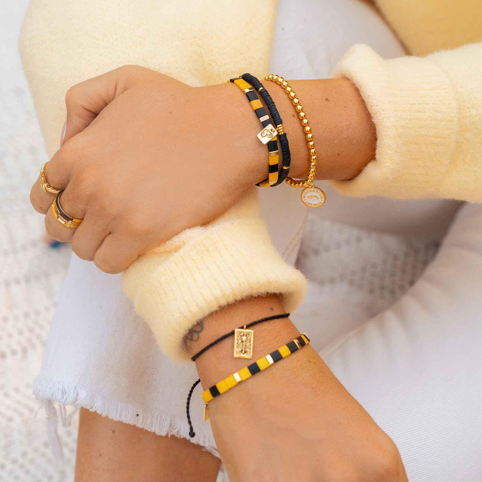 Hufflepuff™ Tile Bead Stretch Bracelet Male Product Image