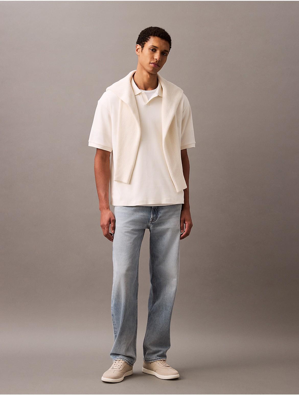 Calvin Klein Men's Drop Needle Ribbed Polo Shirt - Purple - L Product Image