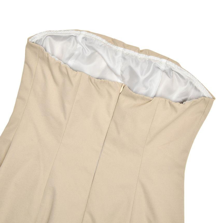 Strapless Double Breasted Plain Mini A-Line Dress Product Image