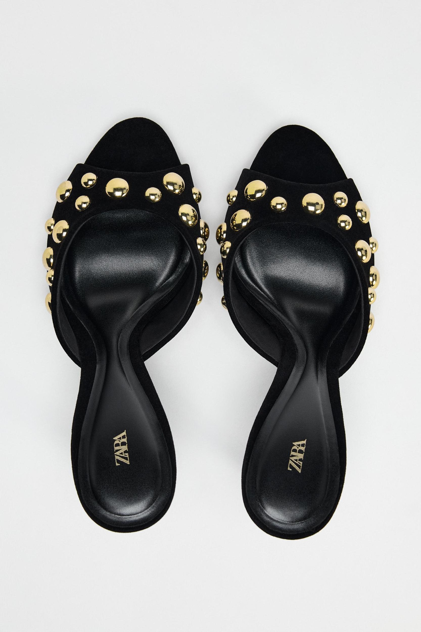 VELVET LOOK STUDDED SANDALS Product Image