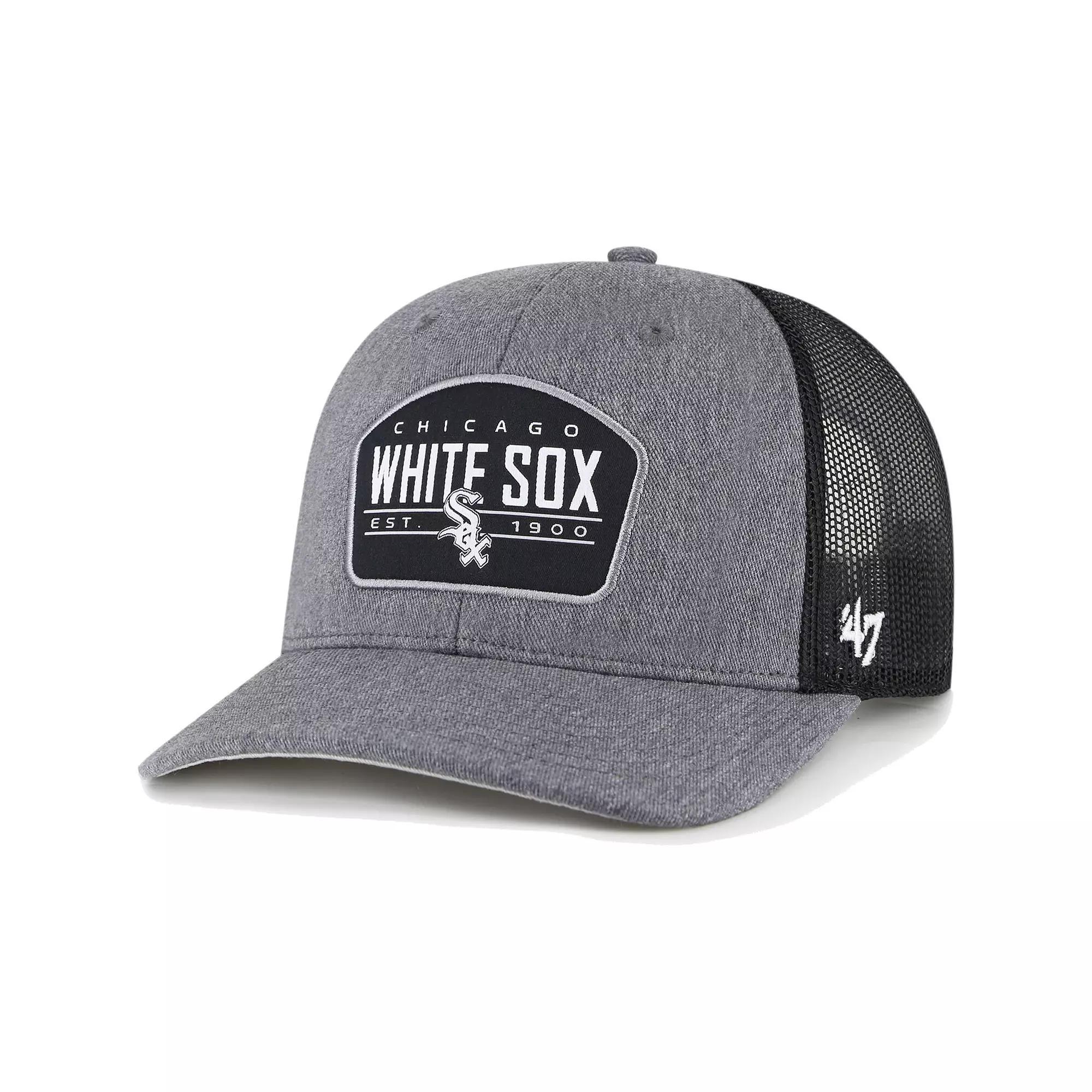 Mens 47 Charcoal Chicago White Sox Slate Trucker Snapback Hat Product Image