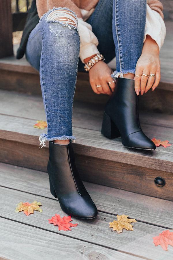 The Madeline Faux Leather Bootie In Black Product Image