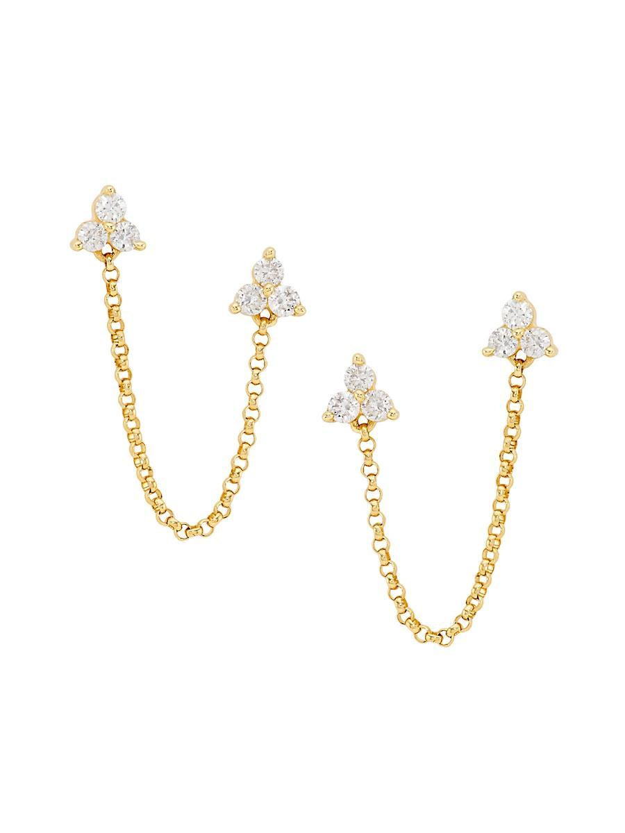 Womens 14K Yellow Gold & 0.3 TCW Diamond Trio Double Stud Earrings Product Image