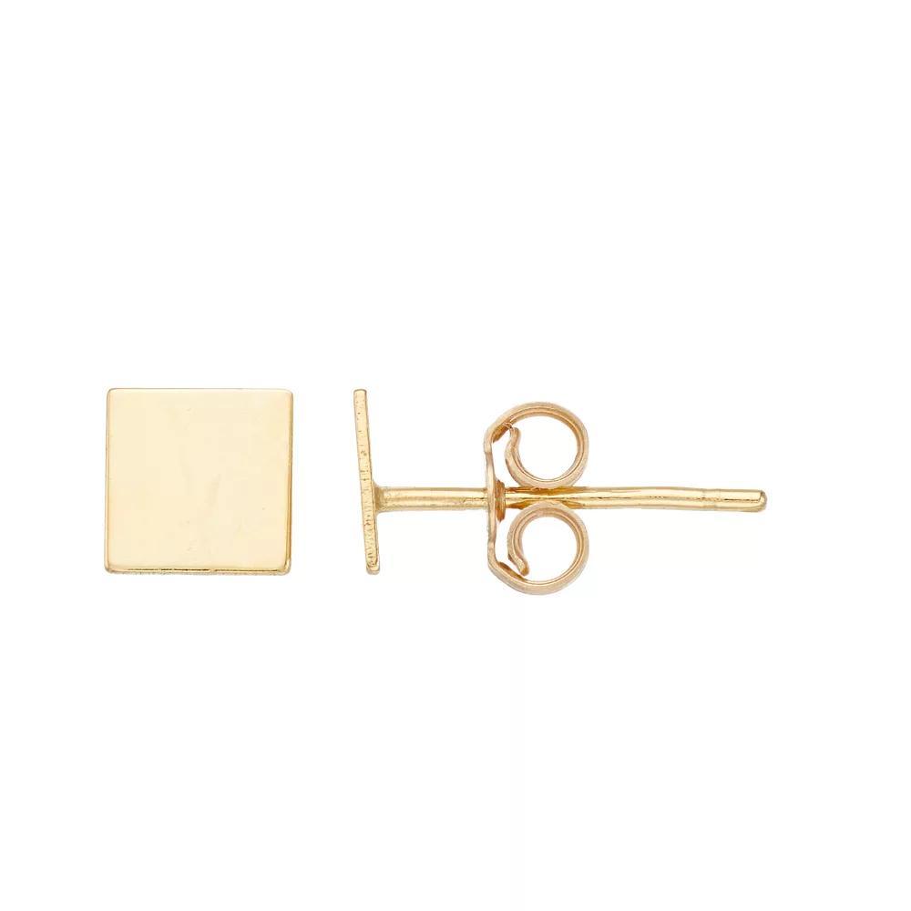 14k Yellow Gold Square Stud Earrings, Women's, 14k Gold Product Image