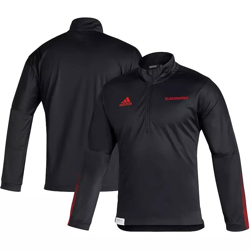 Men's adidas Black Chicago Blackhawks Primeblue Quarter-Zip Jacket, Size: XL Product Image