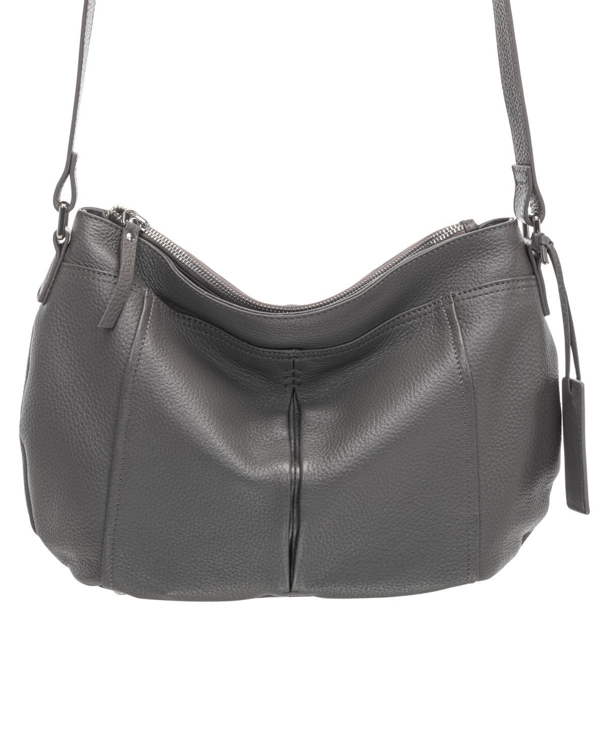 Mancini Womens Pebbled Scarlet Crossbody Hobo Bag Product Image