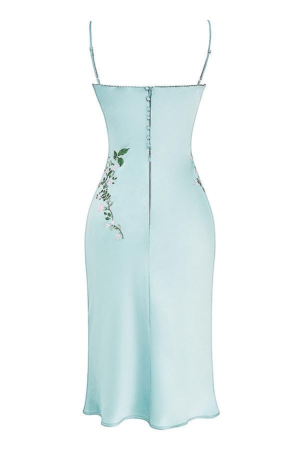 Fallon  light jade embroidered slip dress Product Image