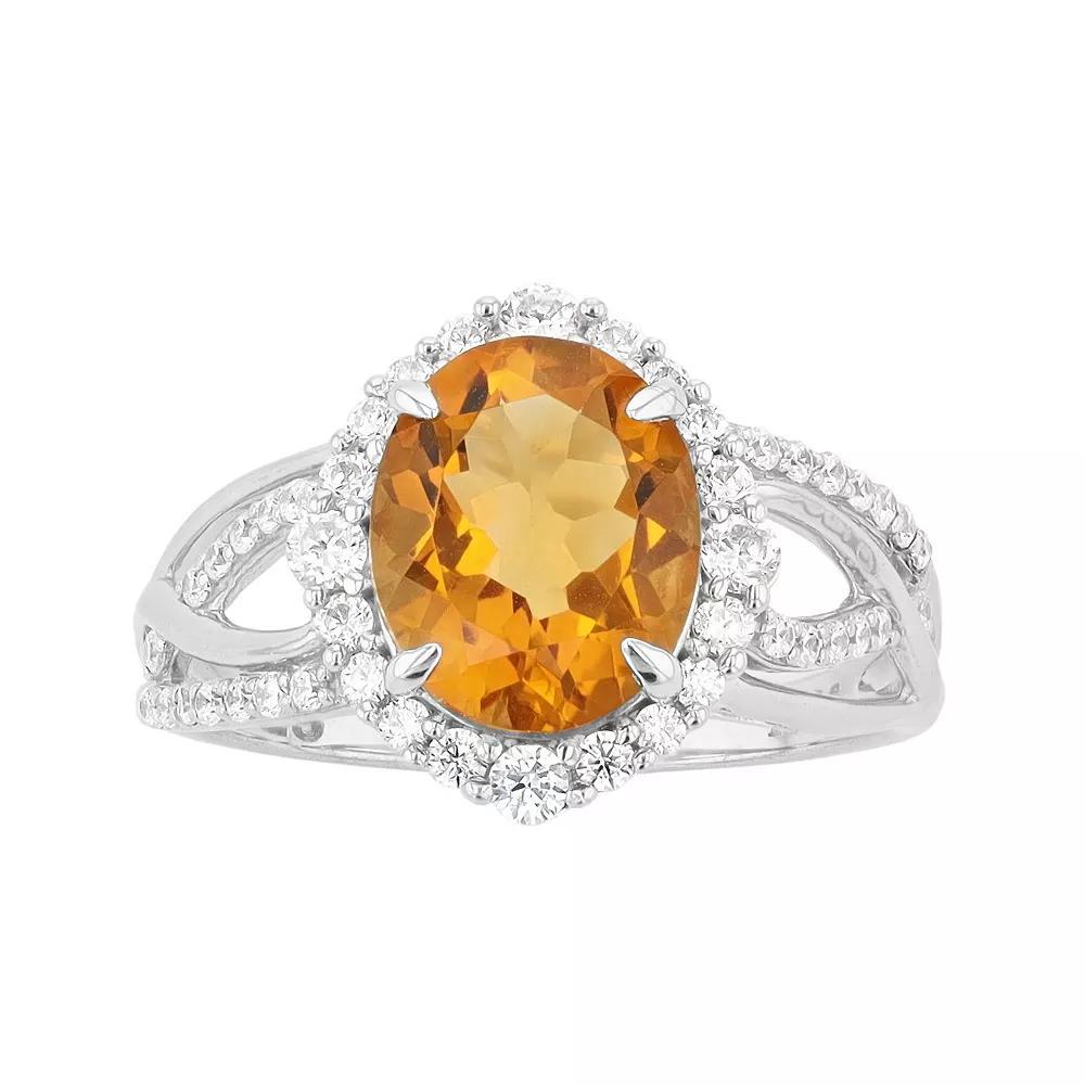 SIRI USA by TJM Sterling Silver Citrine & Cubic Zirconia Halo Ring, Womens Product Image