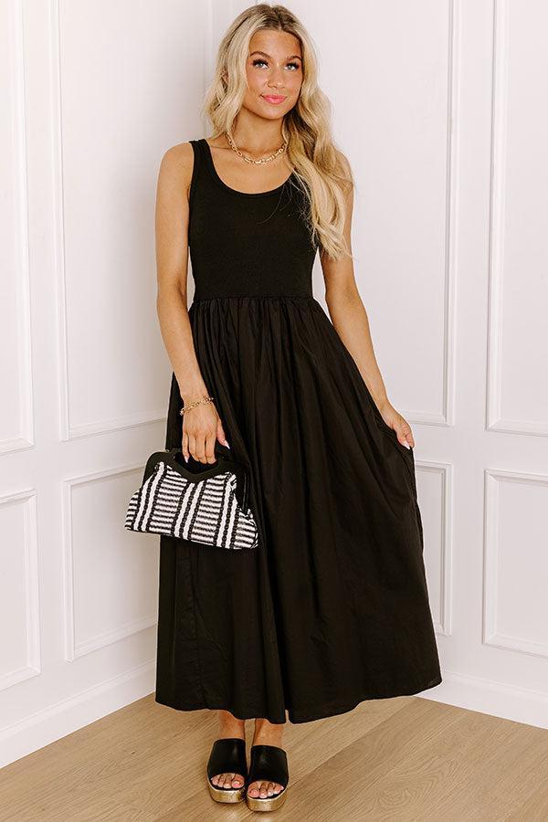 Courtyard Charm Midi Dress in Black Product Image