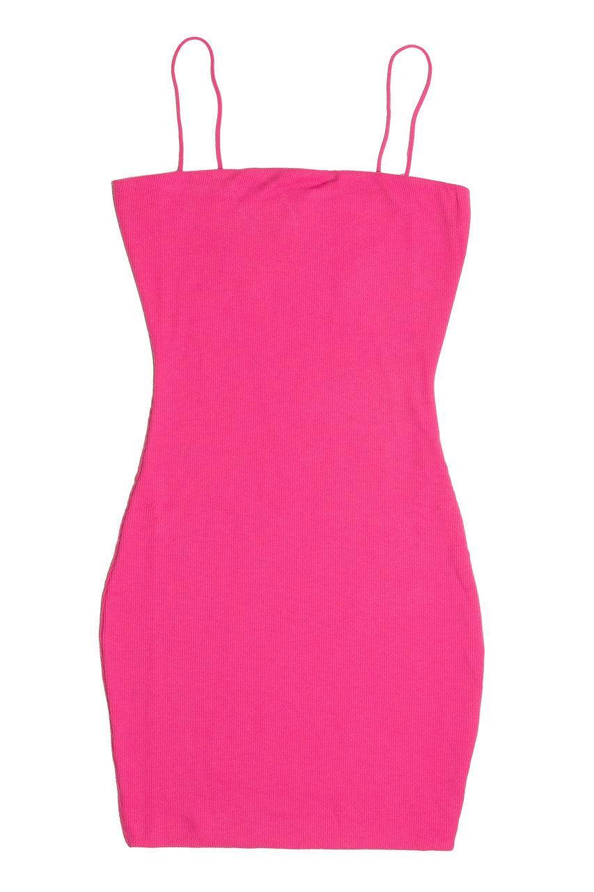 Pink Ribbed Cami Dress Product Image