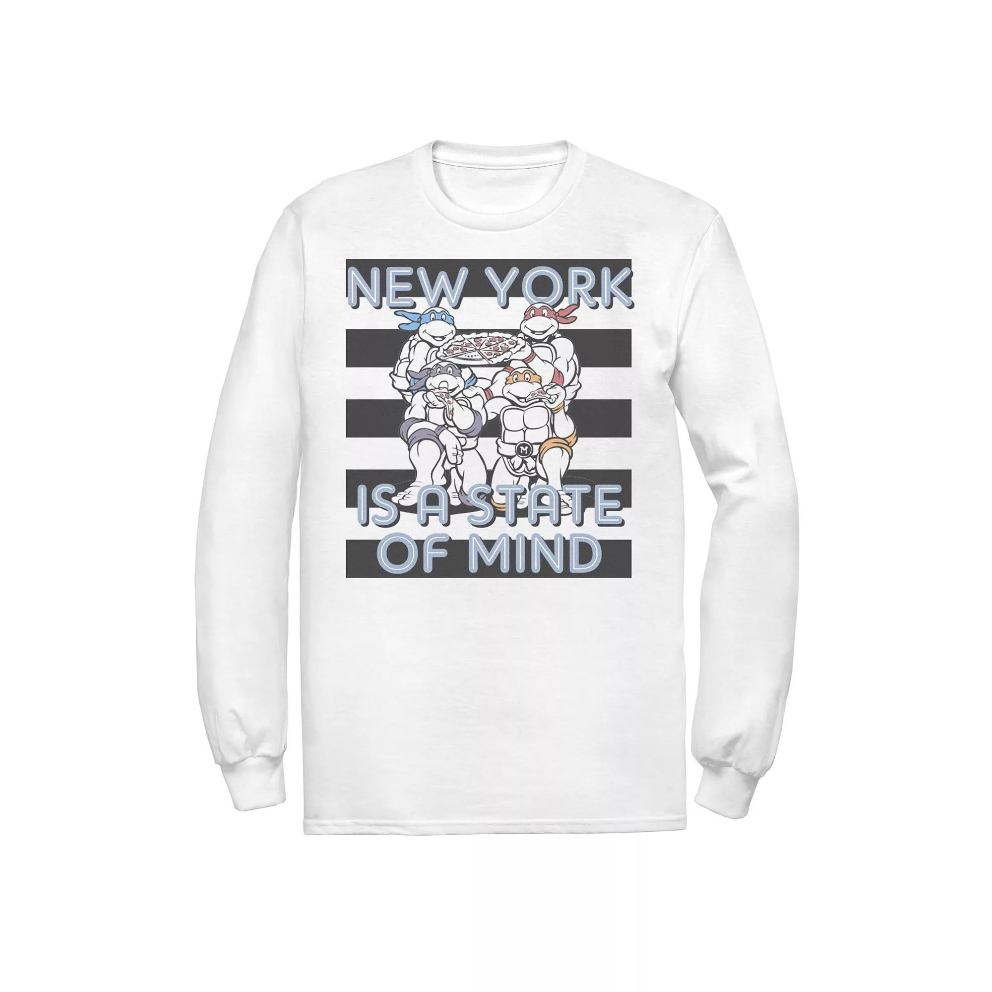 Men's Ninja Turtles New York Is A State Of Mind Striped Long Sleeve Tee, Size: Medium, White Product Image