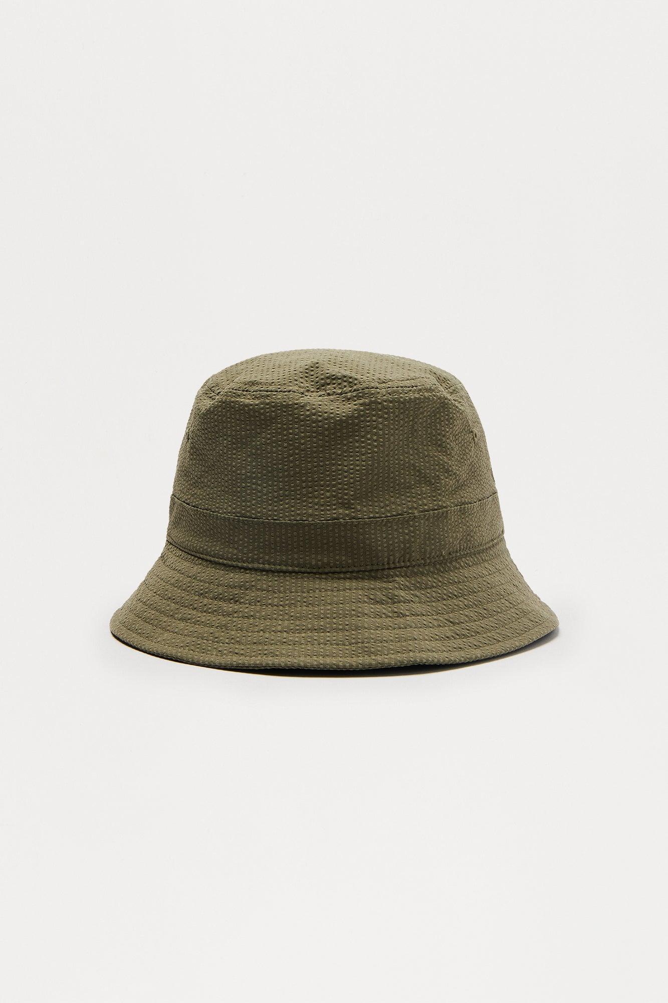 Seersucker Flat Top Bucket Hat - Olive Male Product Image