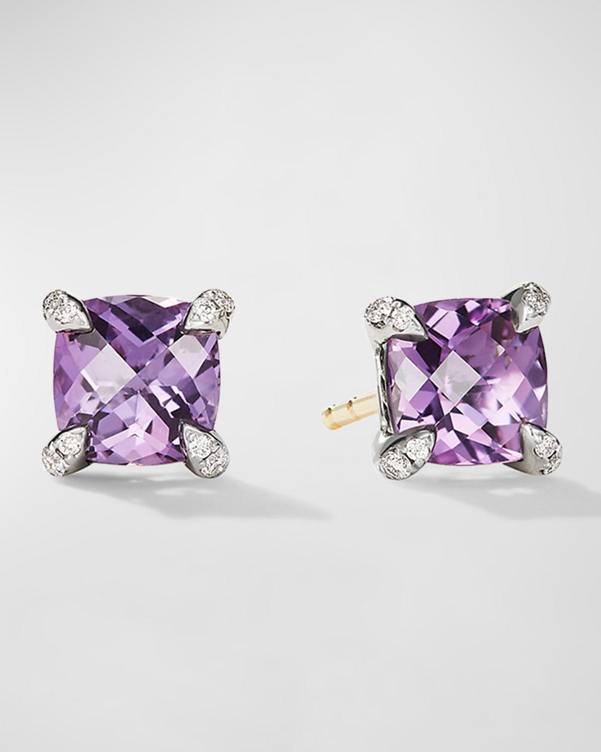 David Yurman Chatelaine Stud Earrings with Amethyst and Diamonds Product Image