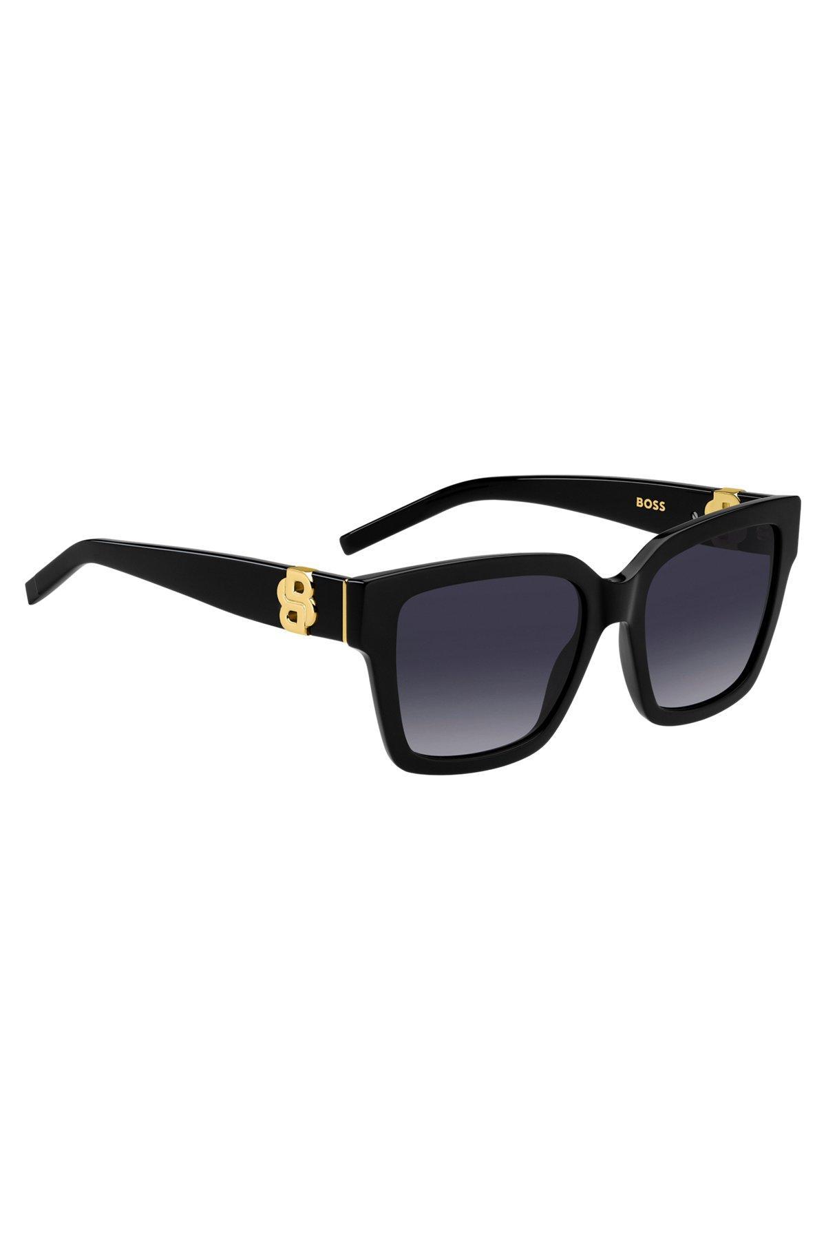 BOSS - Black-acetate sunglasses with gold-tone Double B monograms Product Image