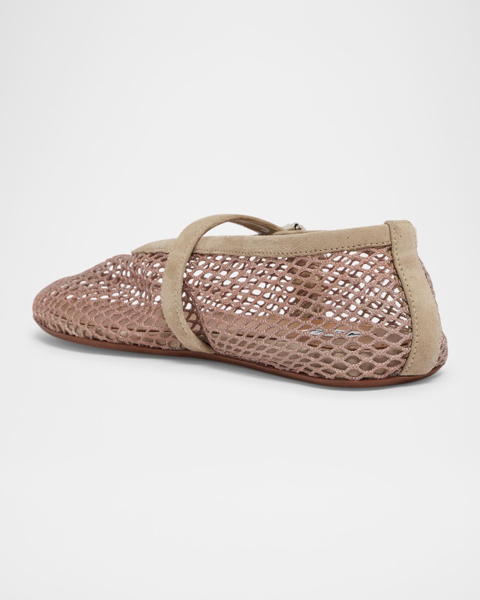 Mesh Mary Jane Suede Ballerina Flats Product Image