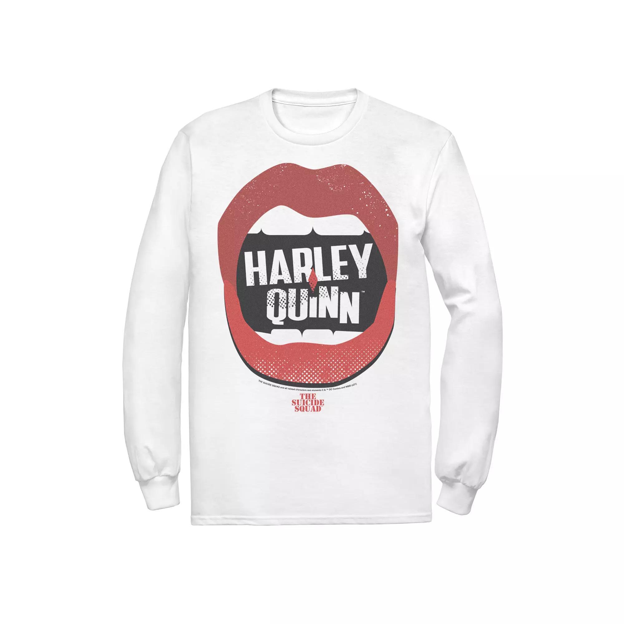 Men's The Suicide Squad Harley Quinn Lips Tee, Boy's, Size: Medium, White Product Image