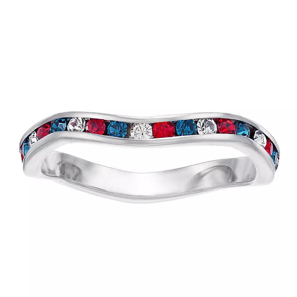 Traditions Jewelry Company Multicolor Crystal Wave Ring, Womens Red White Blue Product Image