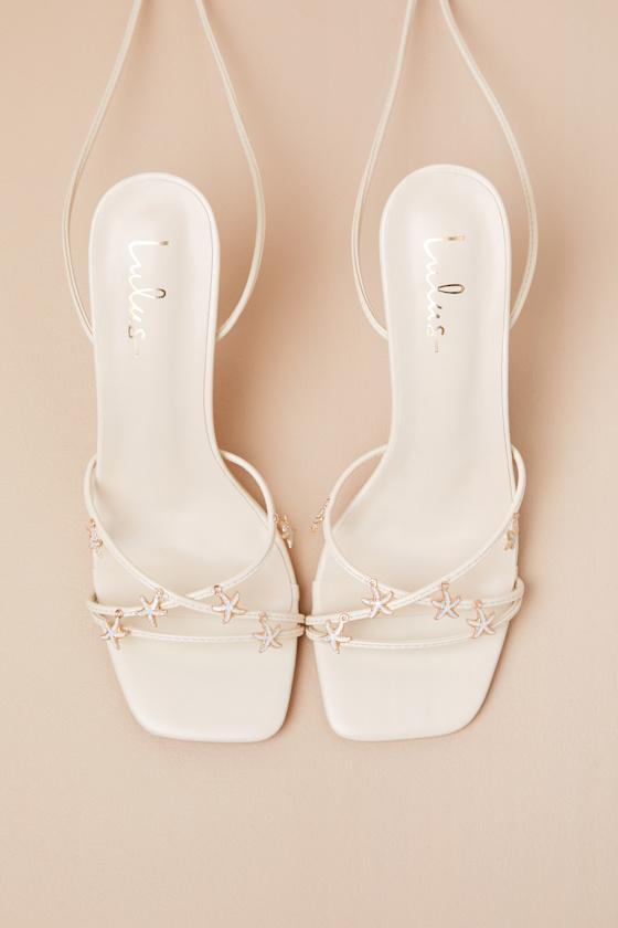 Marcelia Ivory Lace-Up High Heel Sandals Product Image