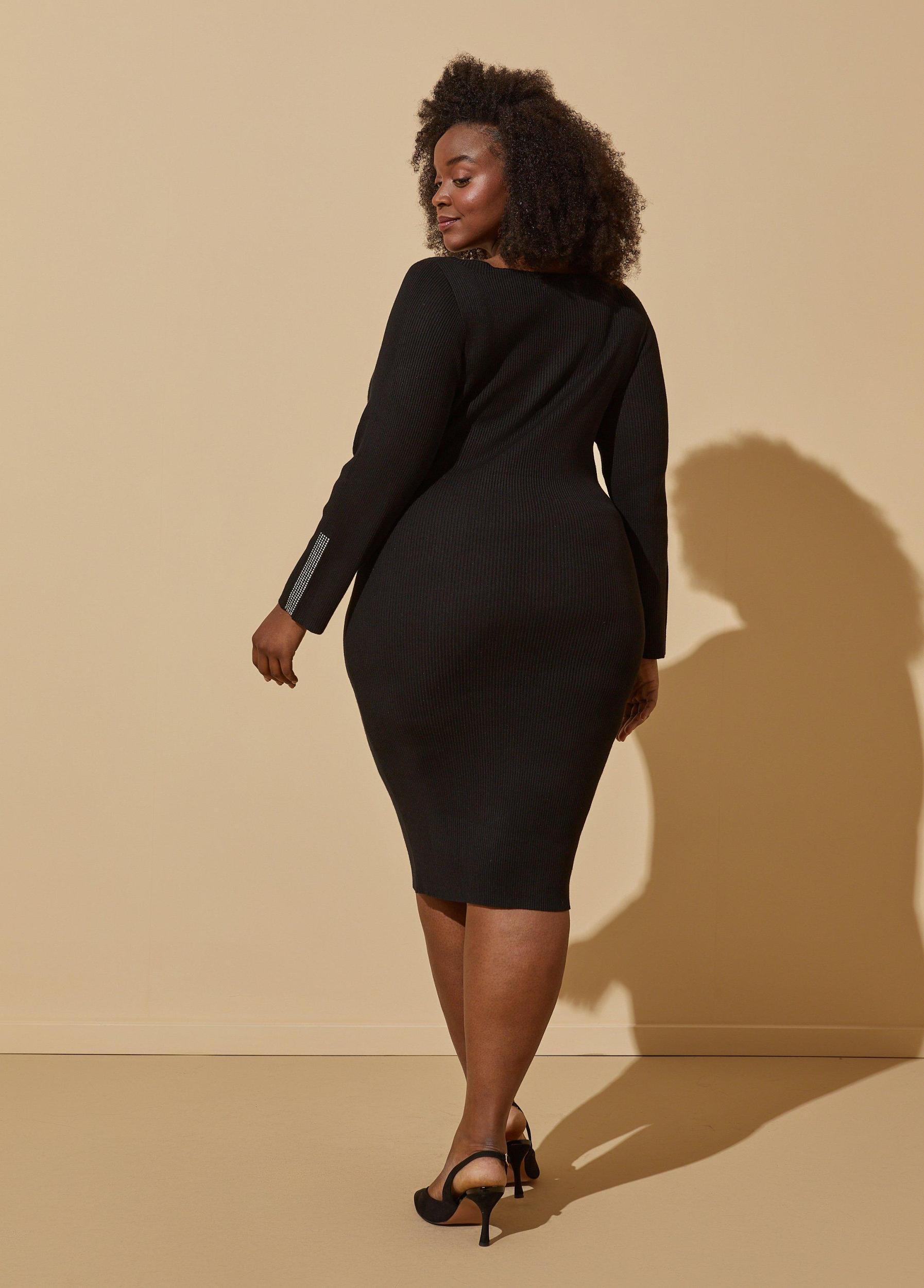Embellished Ribbed Sweater Dress Product Image