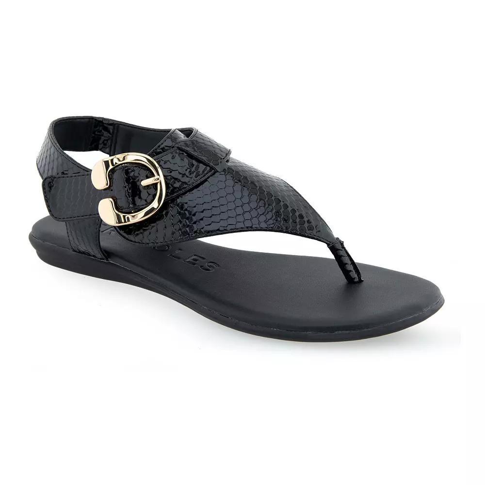 Aerosoles Isa Women's Flat Thong Sandals, Size: 8 Medium, Black Snake Patent Pu Product Image