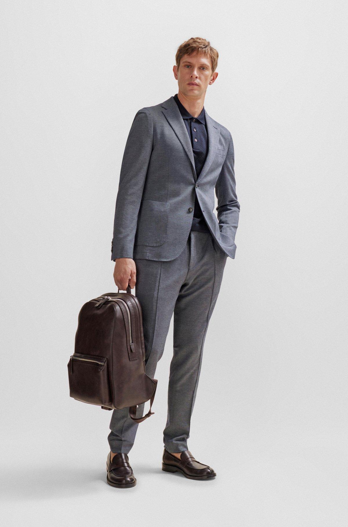 Leather backpack with embossed logo Product Image