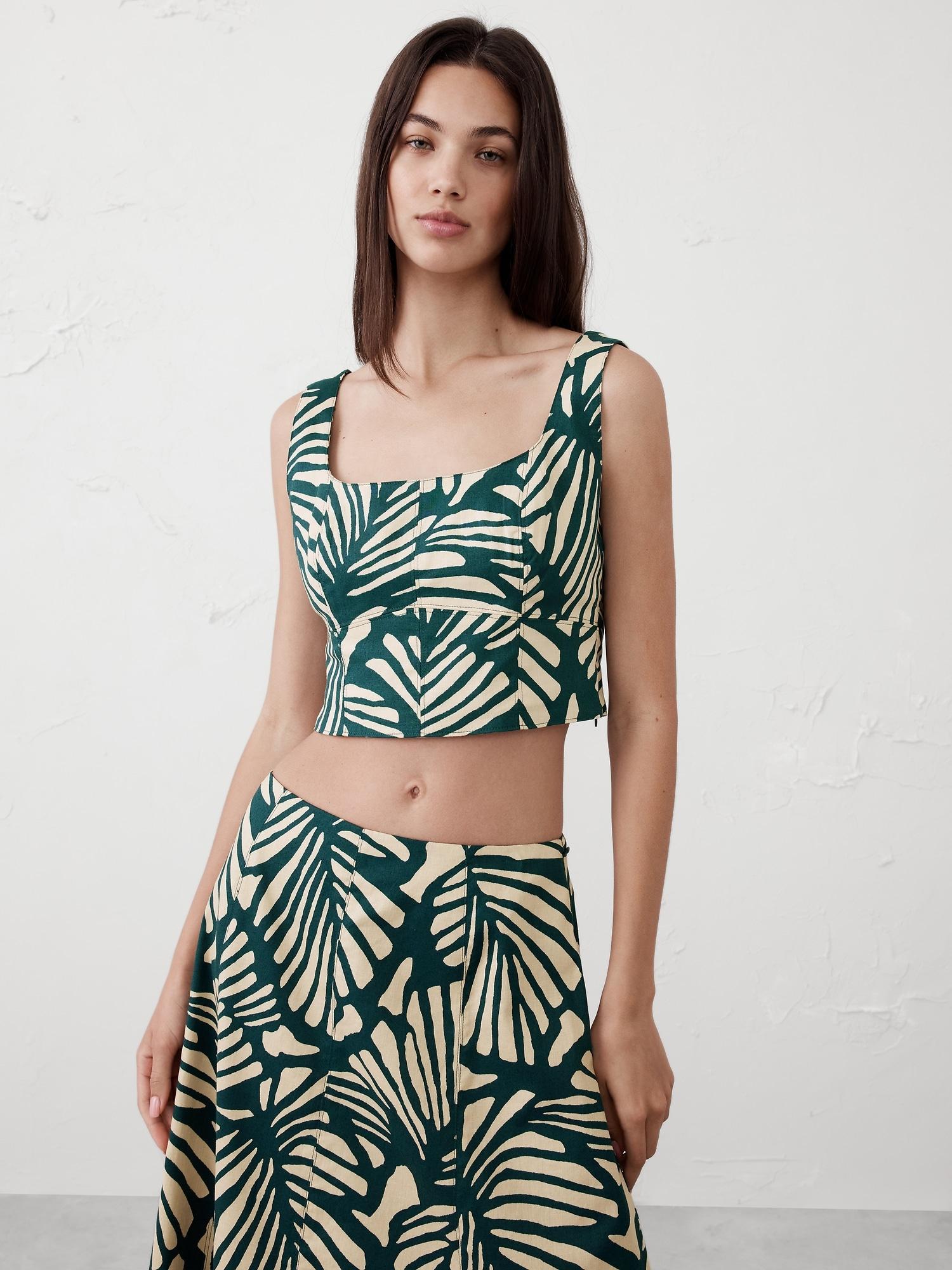 Seamed Square-Neck Denim Bustier Product Image