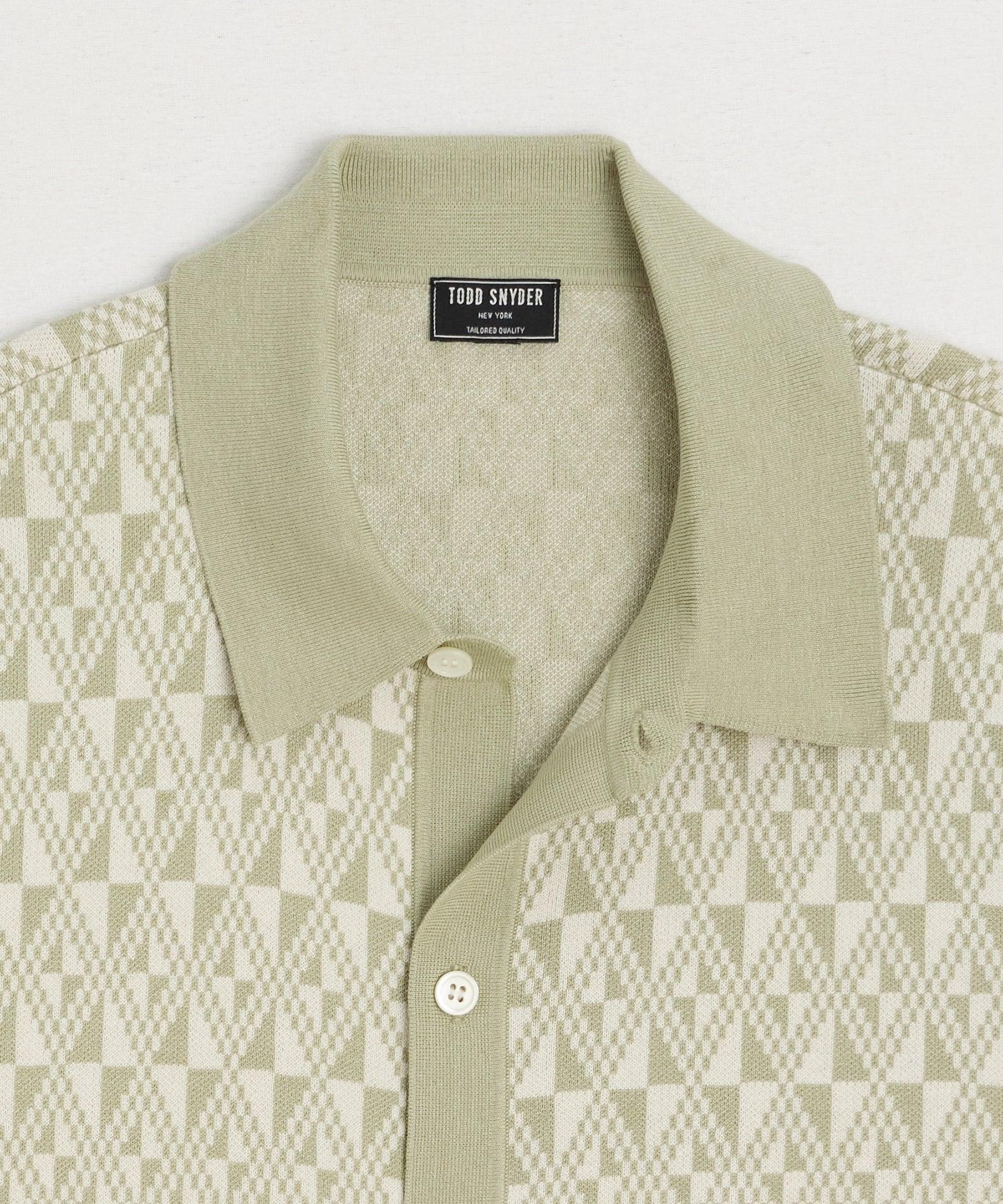 Silk-Cotton Full-Placket Sweater Polo Product Image