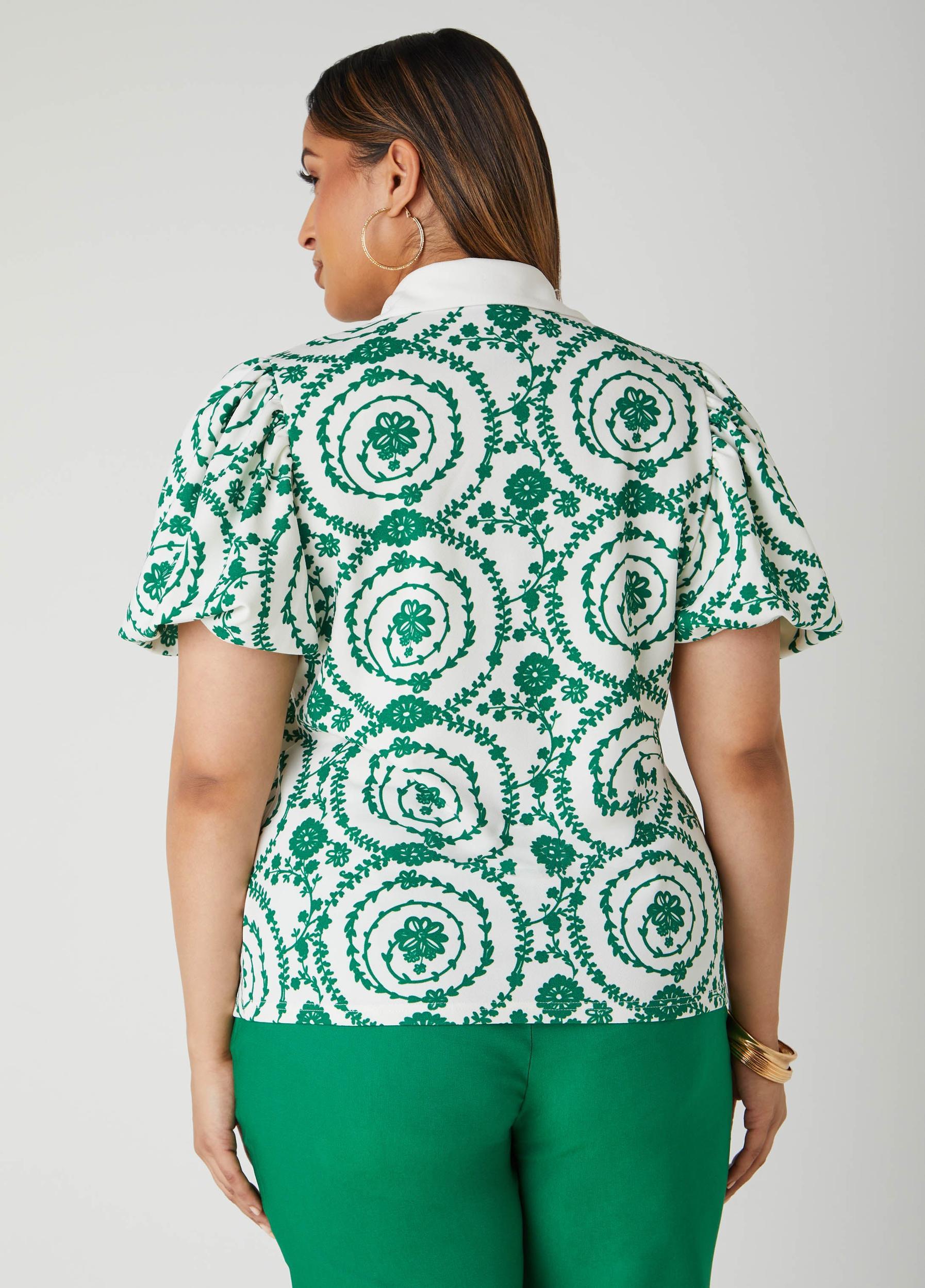 Puff Sleeved Floral Print Shirt Product Image