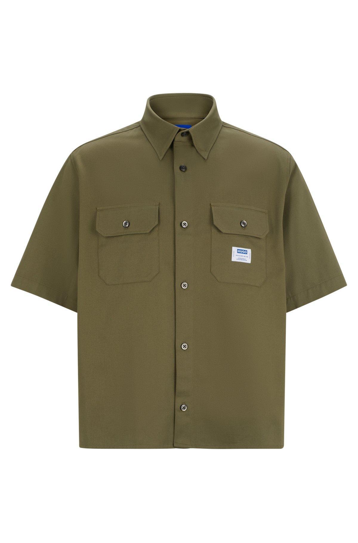 Oversized-fit shirt in cotton twill with zip closure Product Image