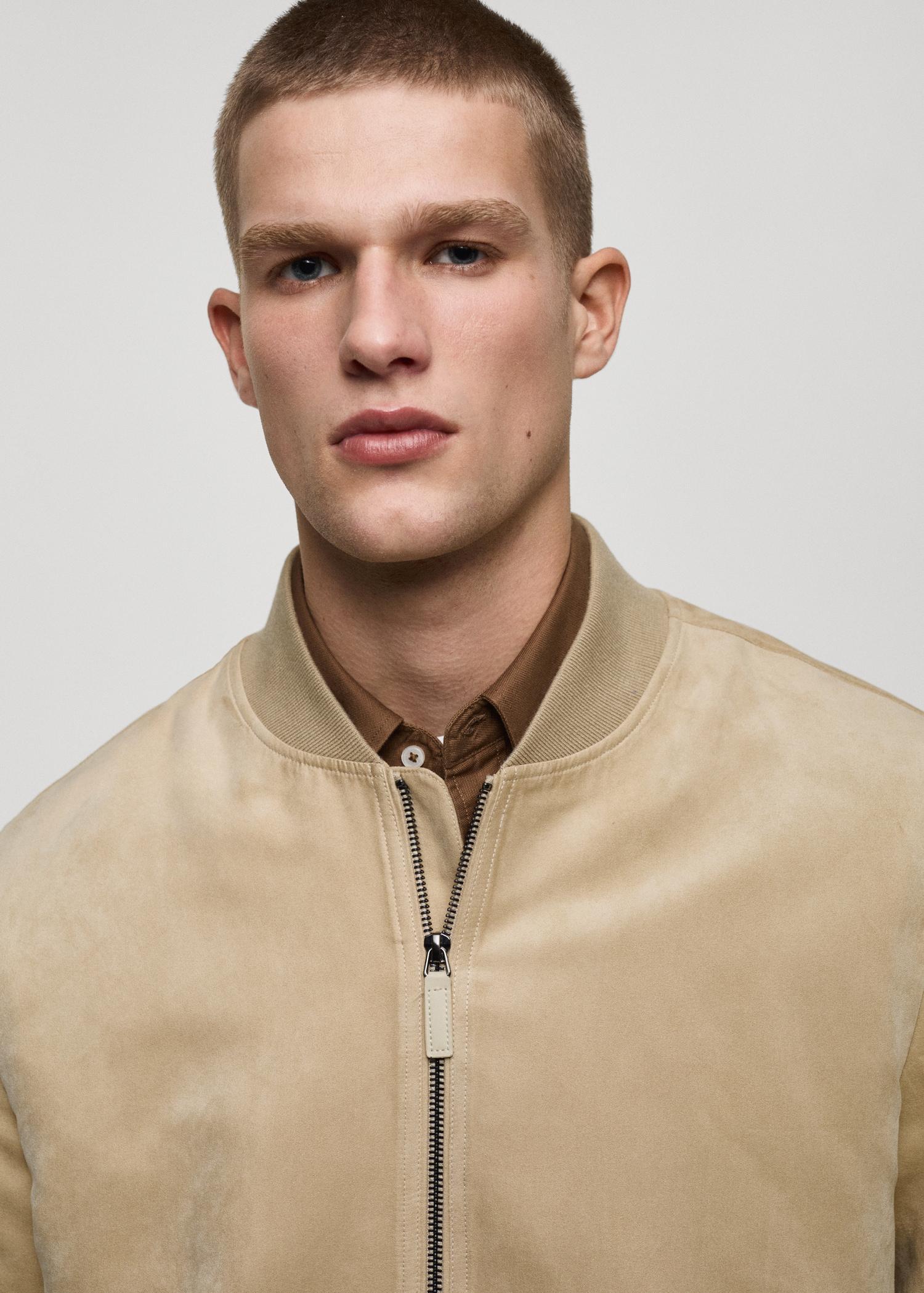 Suede-effect bomber jacket - Men | MANGO USA Product Image