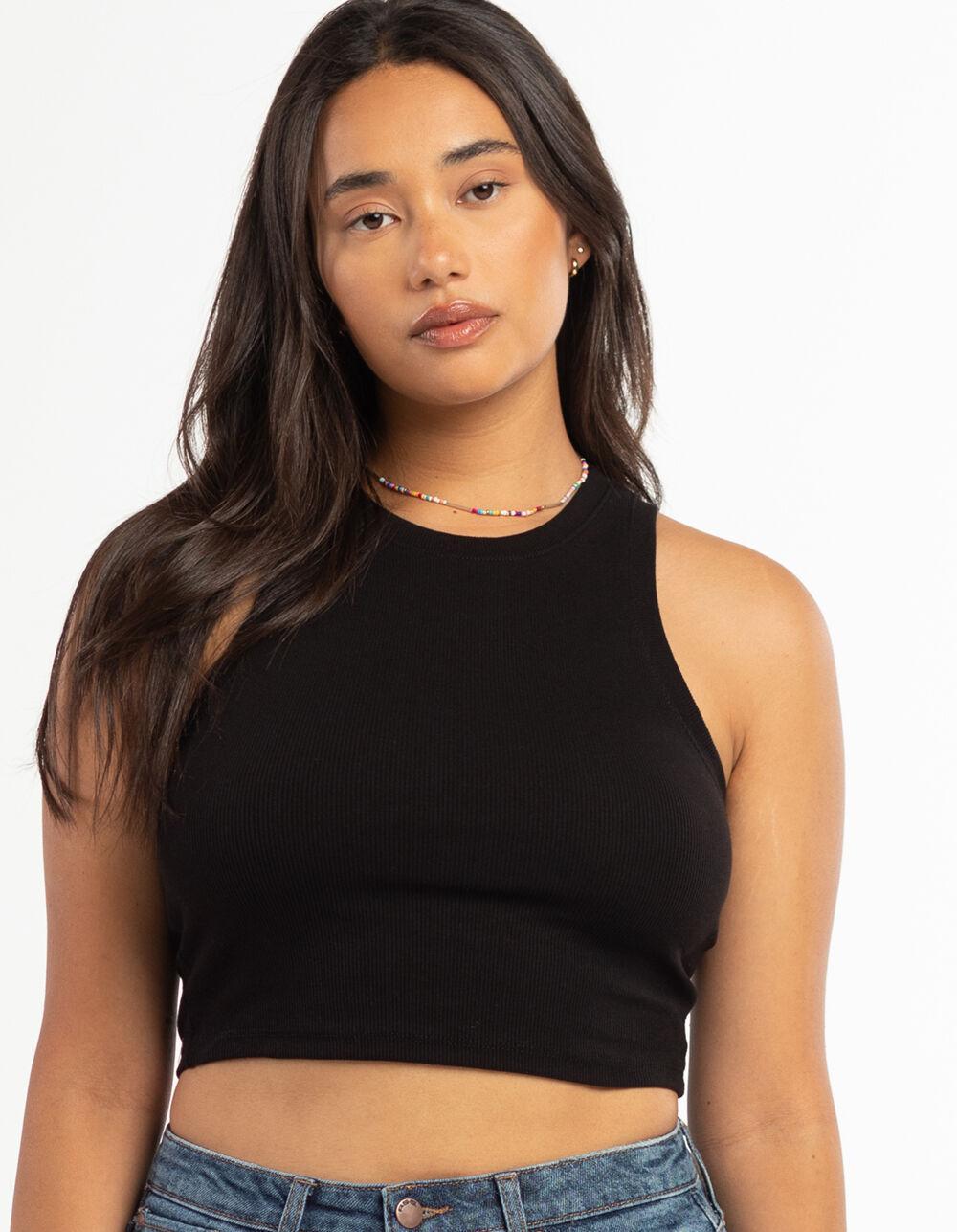 TILLYS High Neck Womens Tank - BLACK Product Image